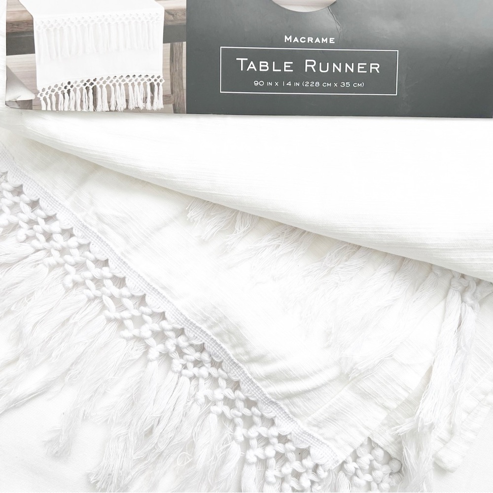 🤍MACRAME TABLE RUNNER DOUBLE FRINGE - Picture 2 of 6